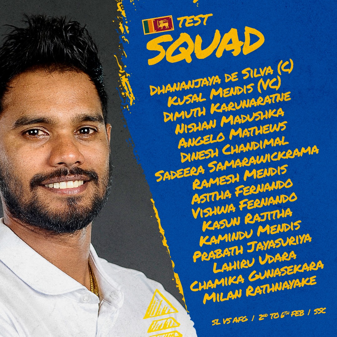 Official Sri Lanka Test squad for Afghanistan Test announced Newswire