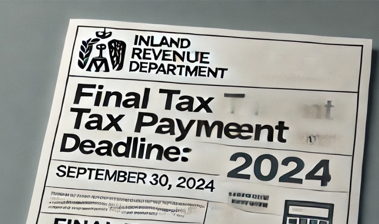 Final income tax payment deadline 2023/24 : Notice for Tax payers