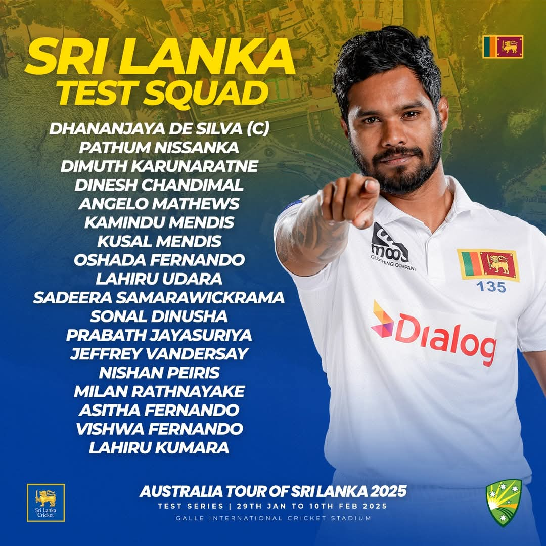 Sri Lanka Test squad for Australia series named