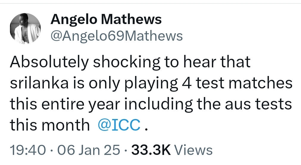 Is Test Cricket dying for smaller nations? Angelo Mathews’ explosive tweet raises concerns