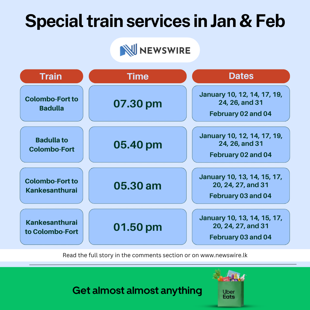 Special train services in Jan & Feb