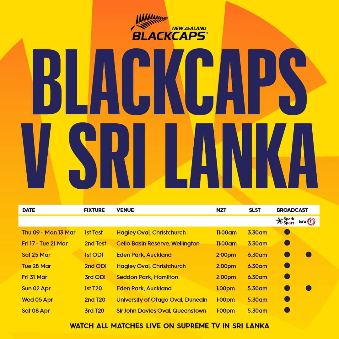 SRI LANKA TOUR OF NEW ZEALAND MATCH DATES Info Rain